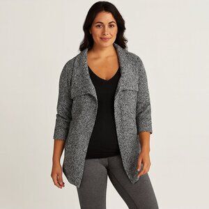 Eddie Bauer Chunky Knit Sweater 3/4 Sleeve Black White Womans Sz XXL Wool Alpaca